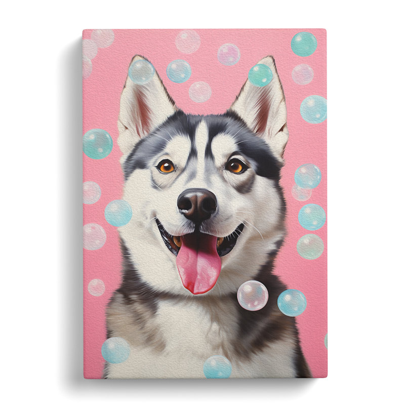 Husky Bubble Gum - Wrapped Canvas, 50cm H x 35cm W x 3cm D