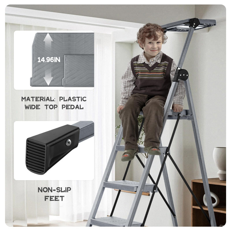 4 Step Ladder, Foldable Step Stool Ladder