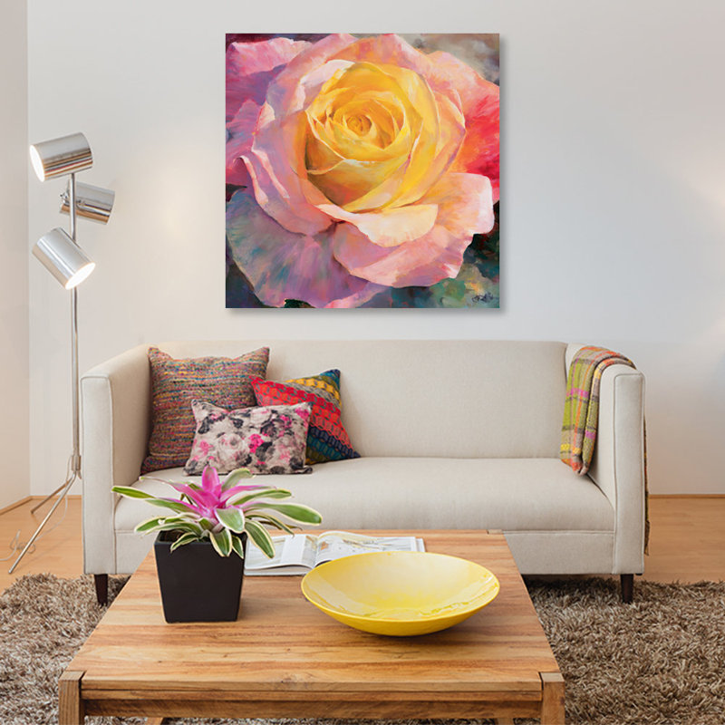 « fleur i », impression sur toile, H 12 po x l 12 po x P 0,75 po, Pas de tapis, Toile tendue
