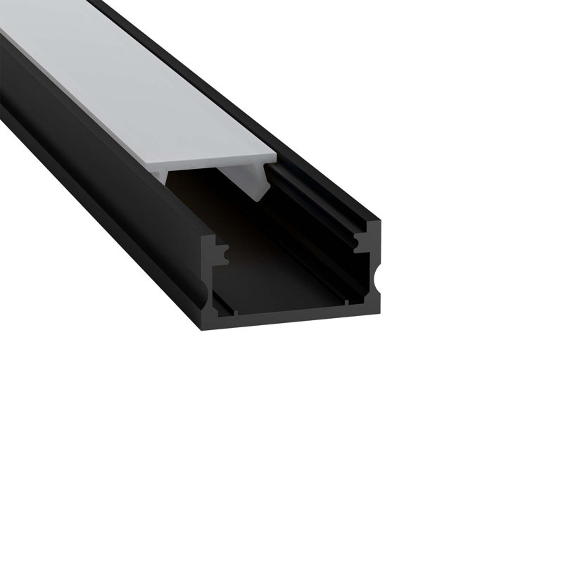 5' Aluminum Channel Shallow Surface Mount, Black, Black