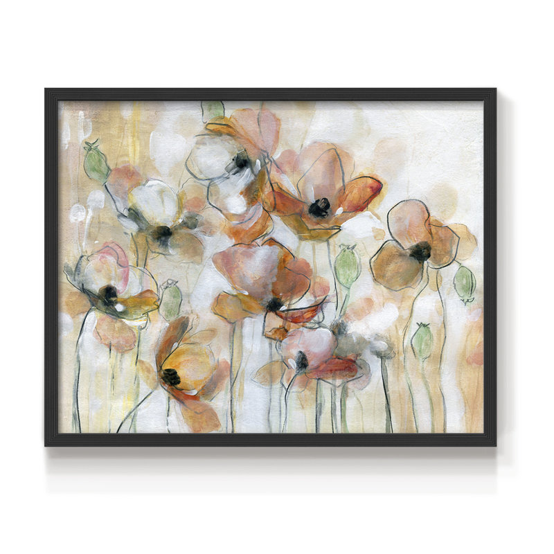 Abstrait coquelicot - impression encadrée - réaménageable, H 11 po x l 14 po, Noir, noir, noir, noir