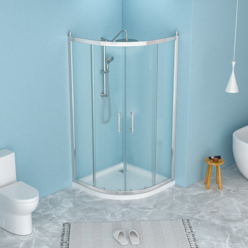 Cabine de douche encadrée, finition chromée, verre transparent de 1/4 po (6 mm), 36 x 75 po | Idée de cadeau
