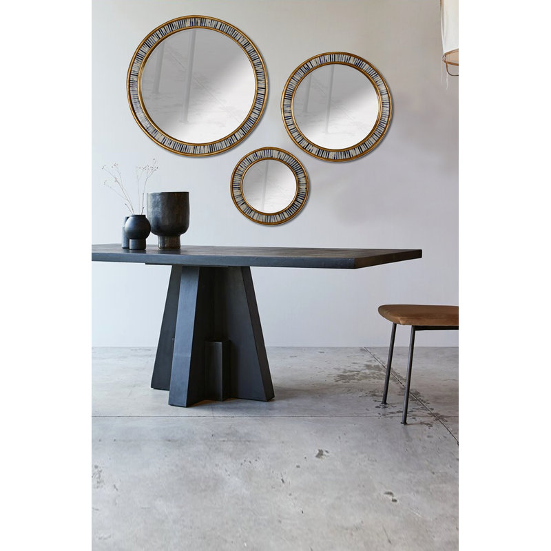 Miroir mural rond en bois massif Viren