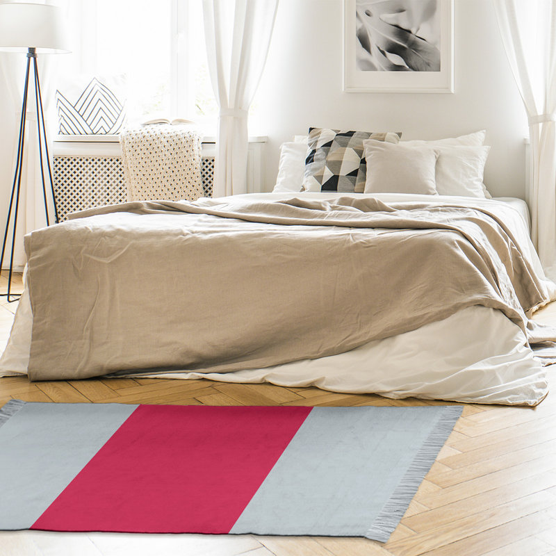 Tapis argenté/rouge