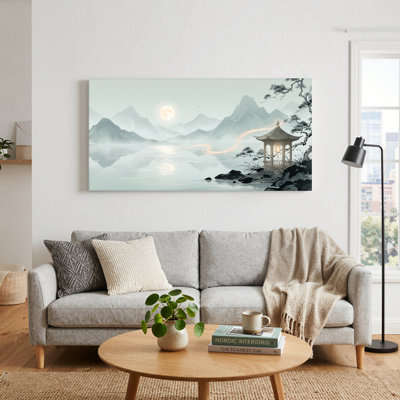 Ensemble de 1 tableau sur toile Pavillon au clair de lune