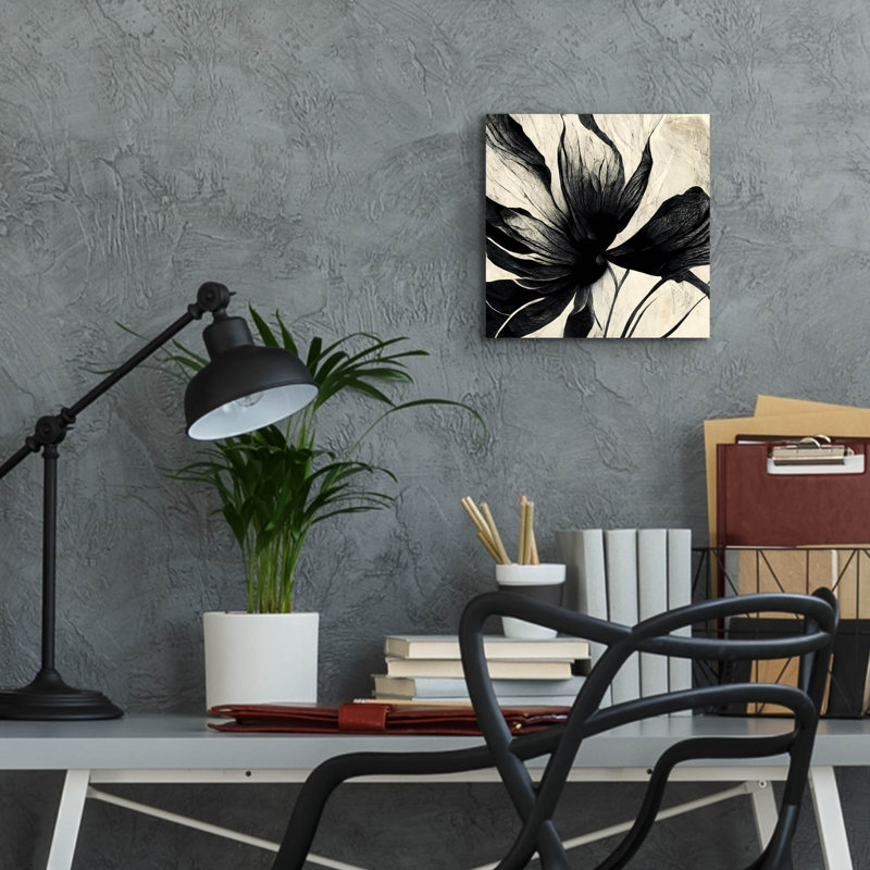 «Flowers Black White 16» par Ray Heere, art mural en verre acrylique, 12 po x 12 po, H 12 po x l 12 po x P 0,13 po