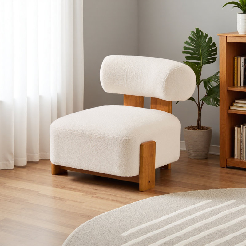 Chaise d'appoint Rheia Mid-Century, Beige