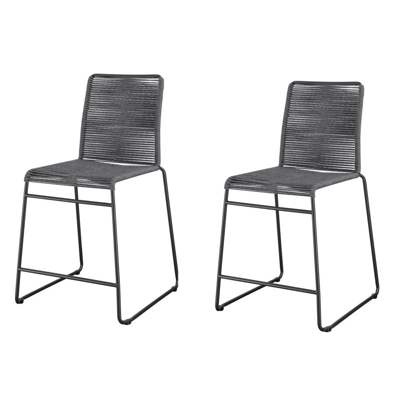 Ensemble de 2 tabourets Bayliff gris anthracite et gris anthracite, Tabouret de comptoir (siège d'une hauteur de 24,5