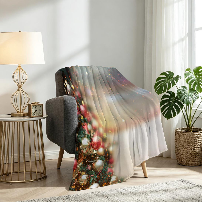 Jeté en flanelle dorée ultra douce, imprimé recto de Noël, Twin 60" x 80"