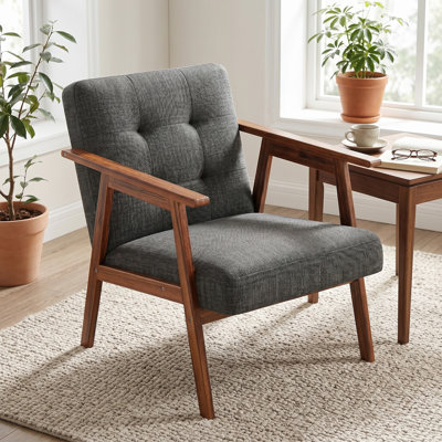 Mid Century Wood Accent Chair Armchair, Reading Chairs for Living Room Bedroom Office