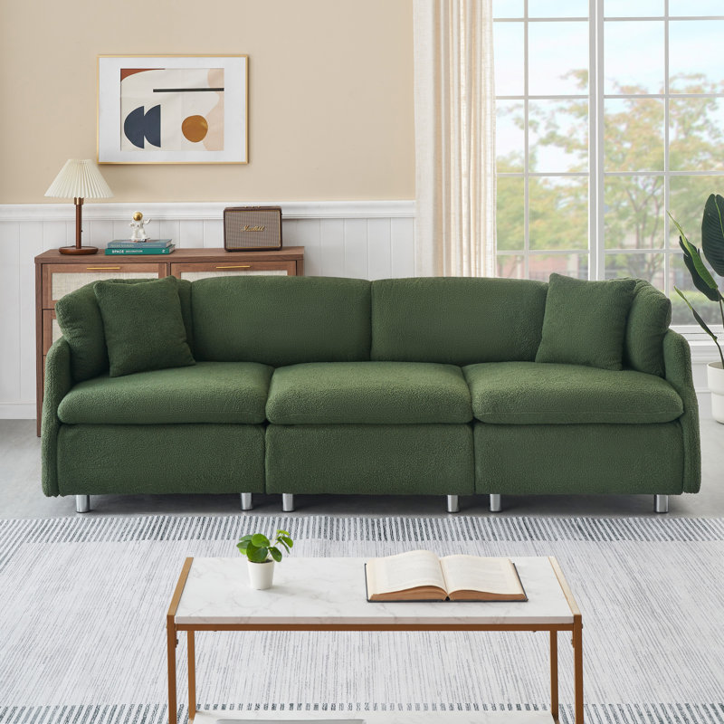 Canapé avec coussins l 95,3 po, Vert Teddy