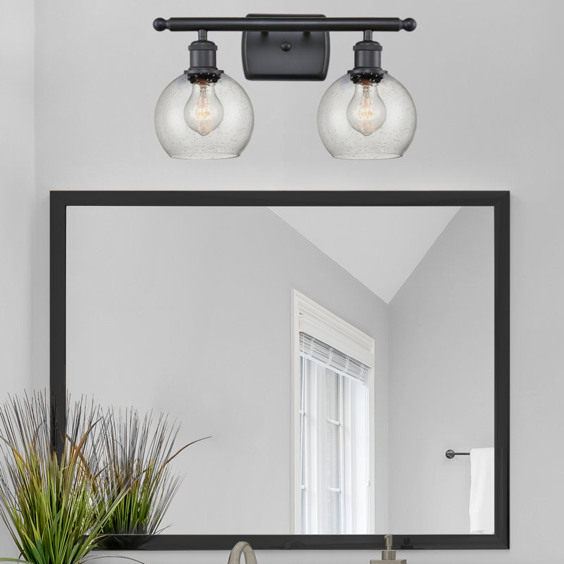 Éclairage pour meuble-lavabo en laiton antique à 2 lumières Almatine, DEL, Noir mat