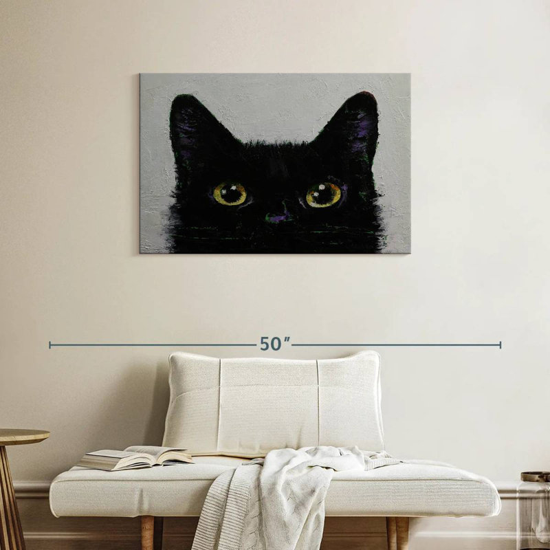 Brampt Black Cat Peeking, 24" H x 36" W