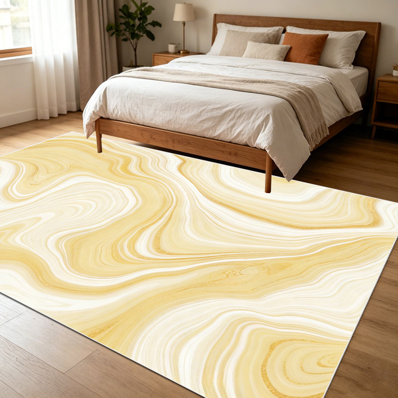 1PC light beige marbled swirl liquid abstract area rugs for Living Room, Soft and Comfortable, Suitable for all seasons, easy-to-maintain, machine washable Indoor floor mat, Under Table Farmhouse suitable for Dining Room, Bedroom, Entryway, Kitchen,