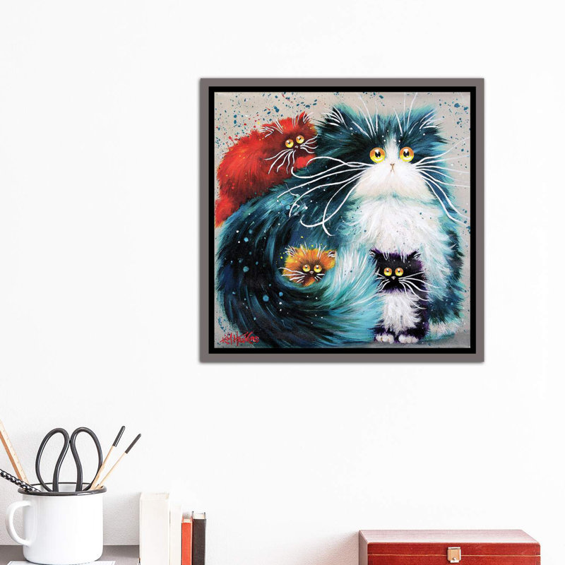 « purrenting » par kim haskins-impression sur image, H 26 po x l 26 po x P 1,5 po, Toile encadrée de bois rustique foncé