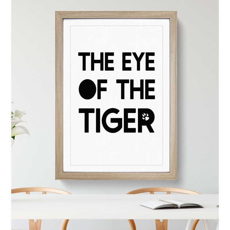 Eye of the Tiger - Picture Frame Typography, Oak, 65cm H x 48cm W x 2cm D