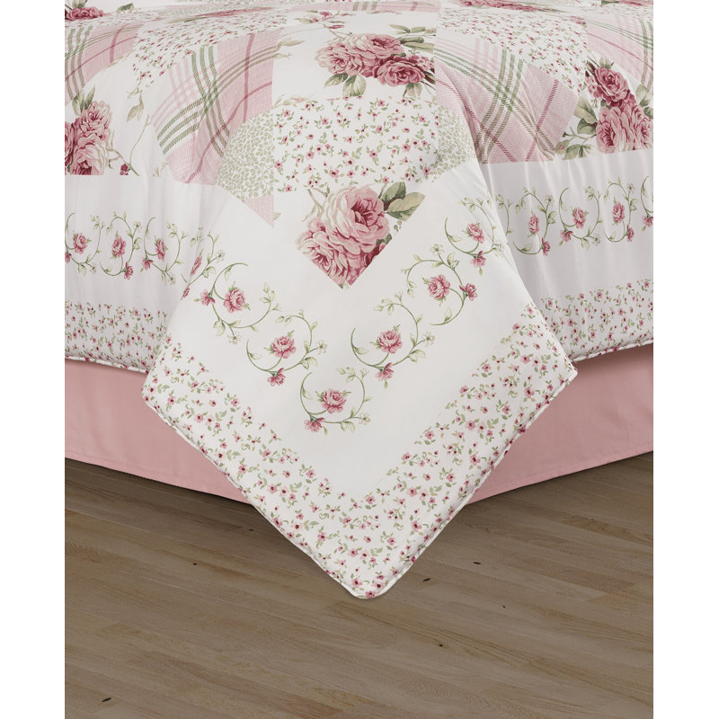 Queen Rose Cotton Patchwork Comforter Set