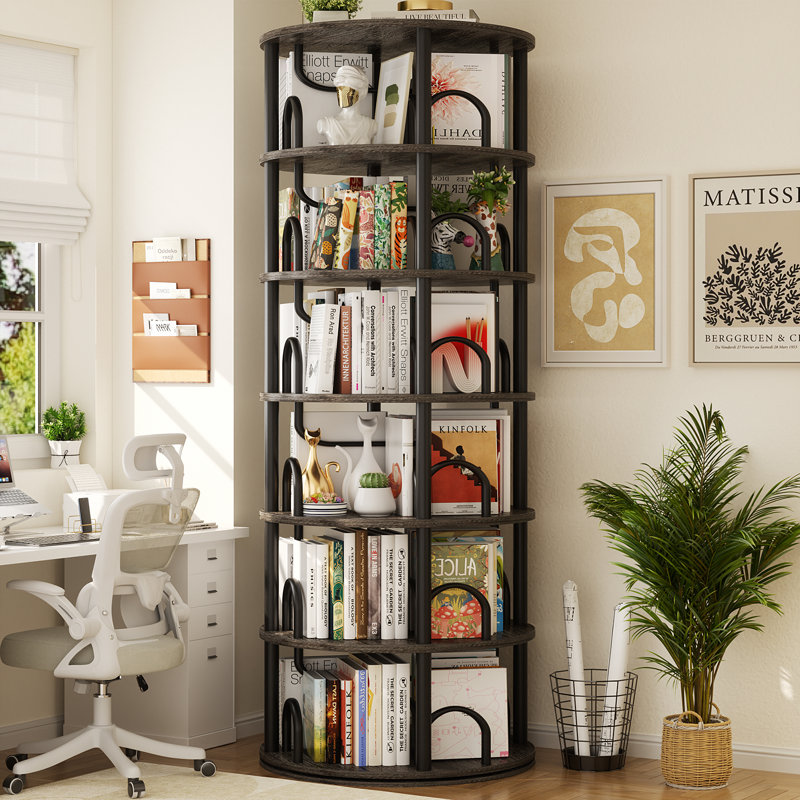 Tour de bibliothèque rotative à 6 niveaux, Chêne noir