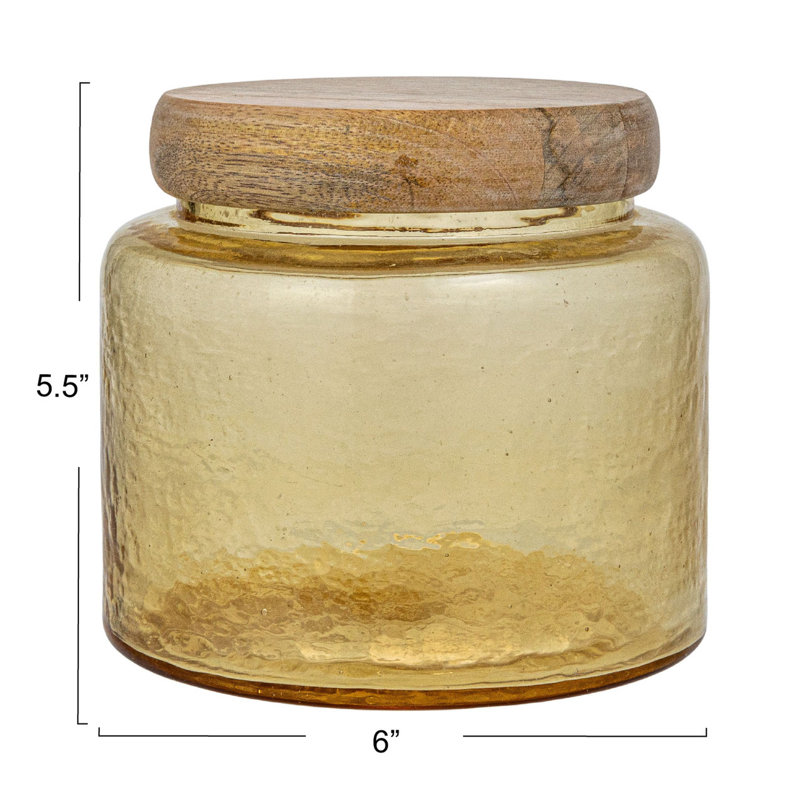 Kepner Handmade Glass Jar, 5.5" H x 6" W x 6" D