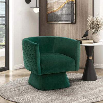  Earl 29" Modern & Contemporary Swivel Chair - Velvet Swivel Chair Supportive Pocket Coil Seating, Luxurious Velvet Upholstery