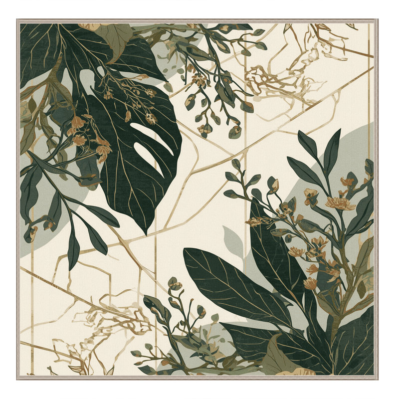 Tapis floral beige lavable à la machine Pavla, Carré 8 pi