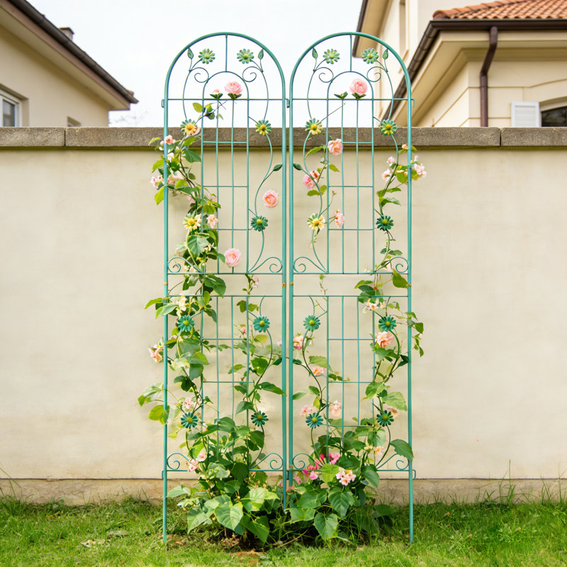 Panneaux arqués en treillis de jardin en métal 86,7 po x l 19,7 po pour vignes grimpantes