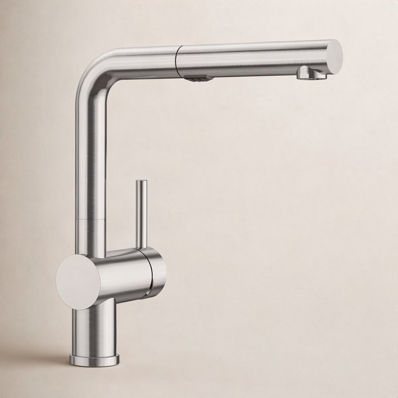 Robinet de cuisine à double jet Linus, Acier PVD