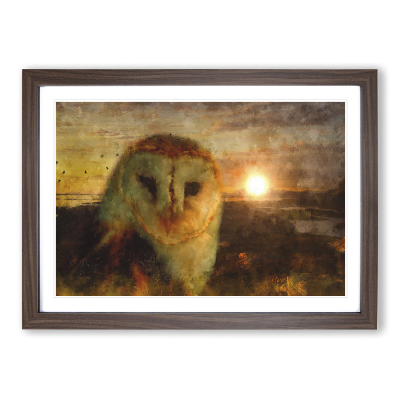 Owl at Sunset - Framed Print, Walnut Framed, 27cm H x 36cm W x 2cm D