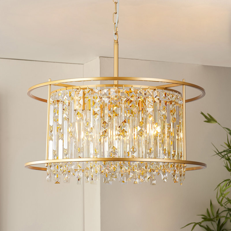Lustre tambour en cristal 5 lumières à intensité variable