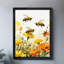 Les abeilles rétro encadrées noires sont actifs dans les fleurs et les plantes, reproductions d'art encadrées de style rétro-1280258321