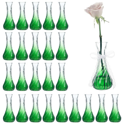 Set Of 24 Glass Vase, Bud Vases In Bulk With Lace For Floral Arrangements, Events, Home Decor Weddings, Table Centerpiece (24)