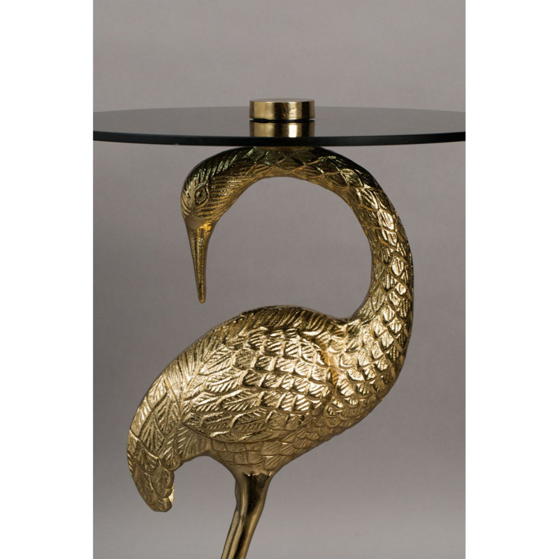 Crane Glass End Table, Gold