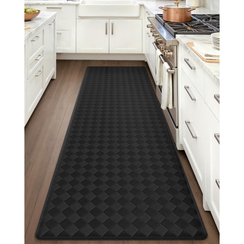 Tapis de cuisine antidérapant Devarian, Tapis de couloir 2 pi x 7 pi 3 po, Noir