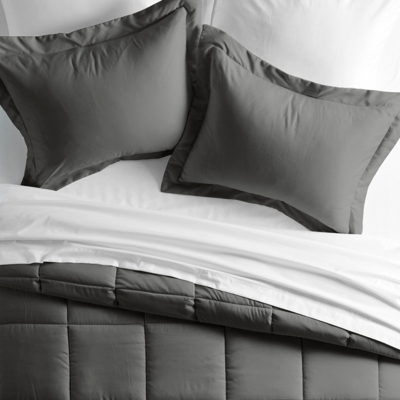 Simply Soft 8 Piece Microfiber Complete Bedding Set, Gray, Full Comforter + 7 Pieces Included