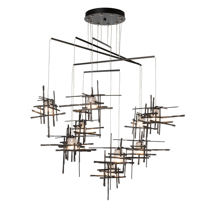 Tura 10-Light Mobile Pendant - Oil Rubbed Bronze - Standard Overall Height - Frosted Glass, Oil Rubbed Bronze, 92"