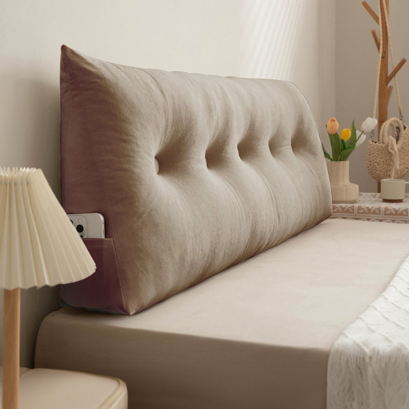  Polyester Headboard Back Support Throw Pillow, 15.7"H x 79"W, Brown