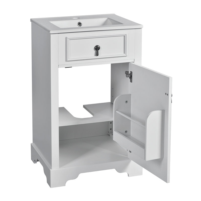 Meuble-lavabo de 20 pouces avec lavabo en céramique, Blanc