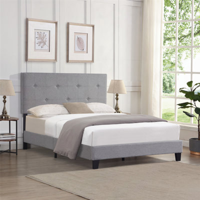 Comfortable Upholstered Platform Bed with Stylish Headboard for Relaxing Sleep