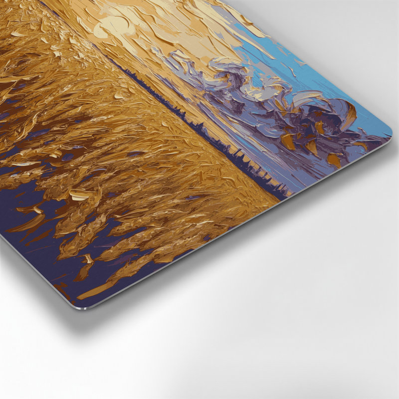 Art mural en métal Sci Fi Golden blé champ coucher de soleil brun, H 240 po x l 288 po x P 0,05 po