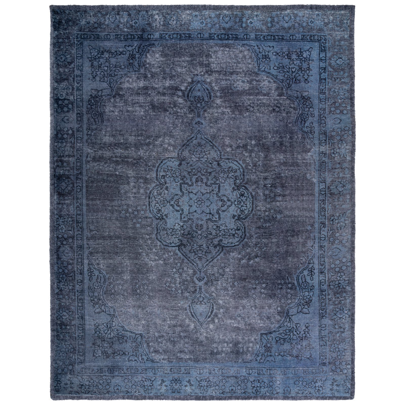 Charnwood Vintage Hand Tufted Pet Yarn/Cotton Oriental Rug in Blue/Grey, Rectangle 8' x 10'