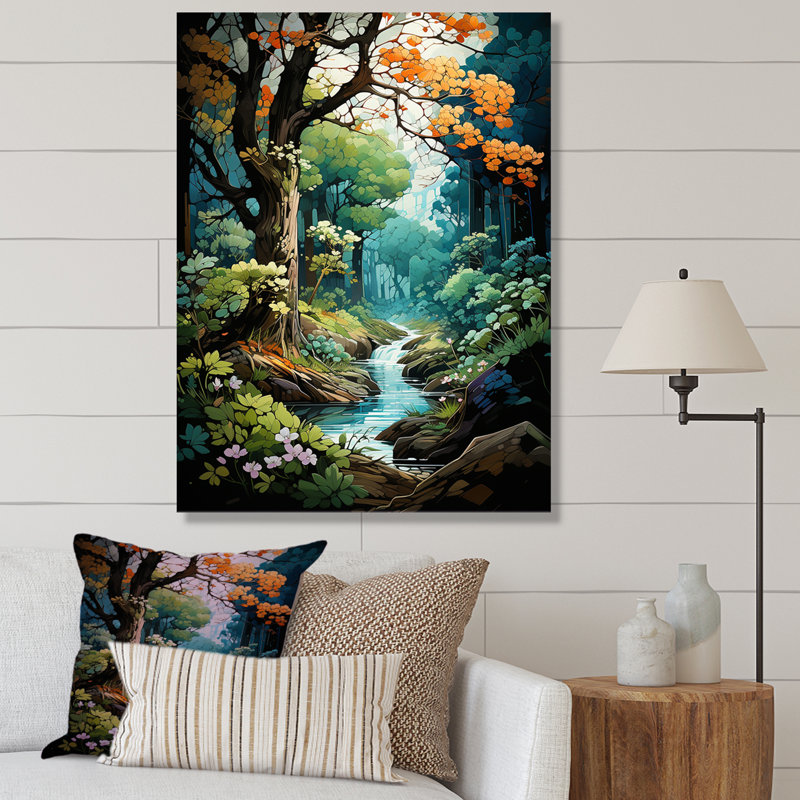 Green Tree Oak Enchantment, reproduction d'art sur toile, Toile tendue, H 40 po x l 30 po x P 1,5 po