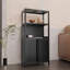 Armoire de rangement polyvalente en bambou noir avec 2 portes, idéale pour la salle de bain, le salon et la cuisine