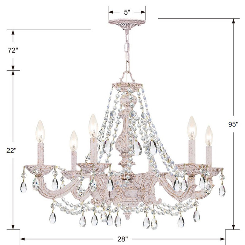 Abagail 6 - Light Candle Style Classic / Traditional Chandelier, Majestic Wood Polish, Antique White