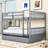 Kelsa Full Over Full Wooden Bunk Bed With Built-In Trundle, Ladder And Safety Guardrails-496279593