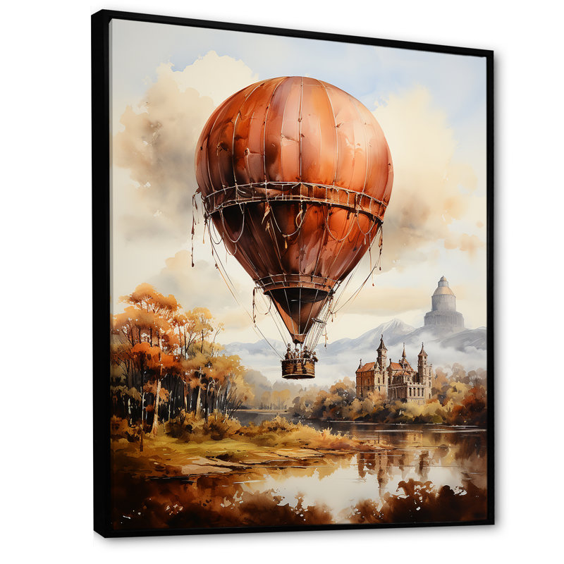 Vol en montgolfière Castle, H 44 po x l 34 po x P 1,5 po, Cadre flottant noir