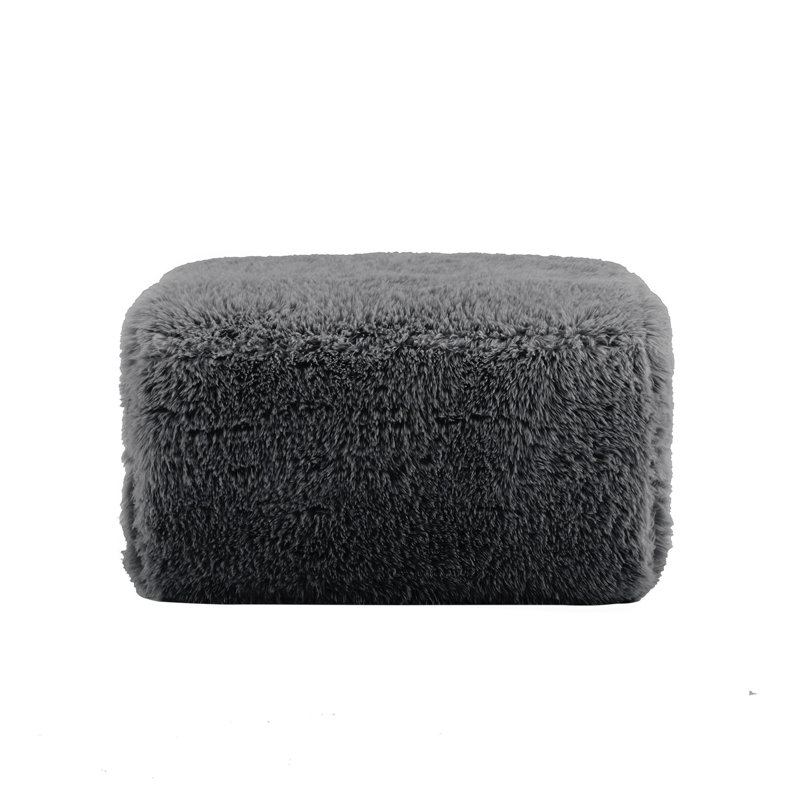 Repose-pieds en tissu moelleux gris foncé, Gris foncé