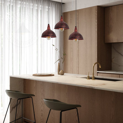 Posey 3 - Light Rustic Red Kitchen Island Pendant