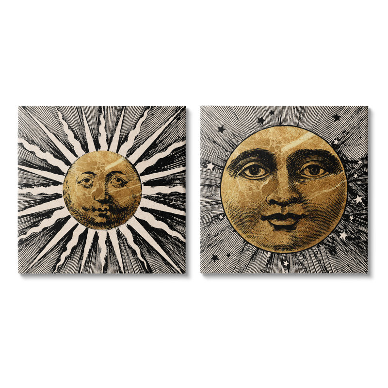 " Boho Sun & Moon " by Lil' Rue 2 - Pieces, 17" H x 17" W x 1.5" D