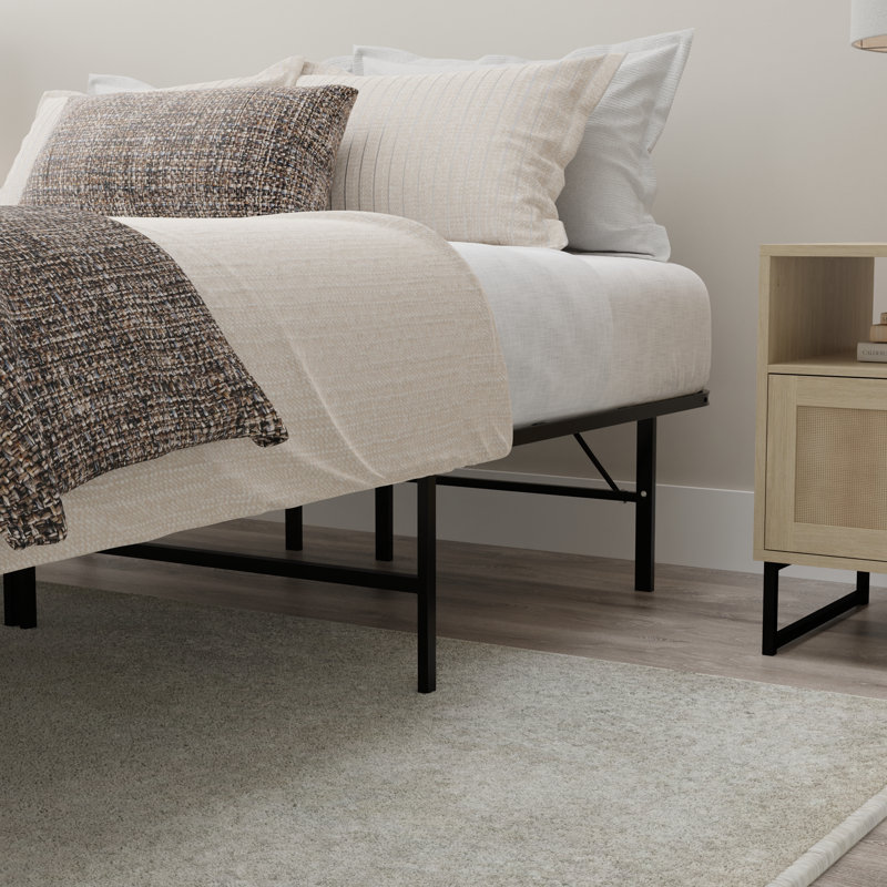 Structure de lit plateforme simple en acier noir Twinar, Simple
