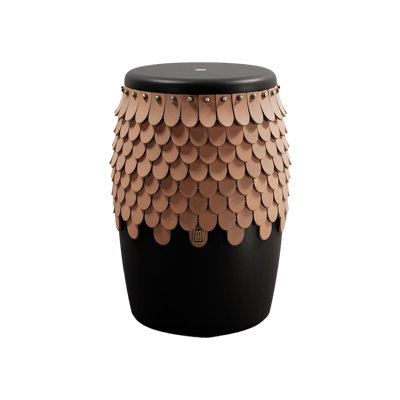 Sitiera_01 Solid Wood Stool, With Cognac Thick Leather Accents, And Aged Bronze By Andean, In Stock